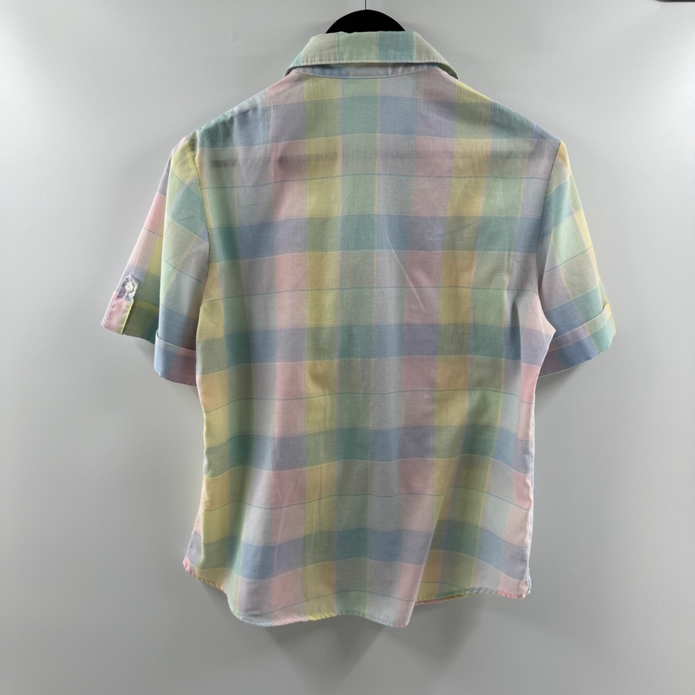 RRRuss Division of Russ Togs Inc Pastel Plaid Short Sleeve Button Down Top Size - Picture 4 of 5